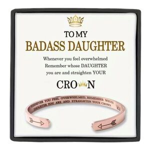 1-Piece Stainless Steel “To My Badass Daughter” Bracelet